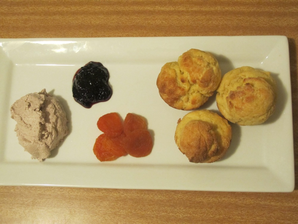 Brioche, apricots, pate and jam